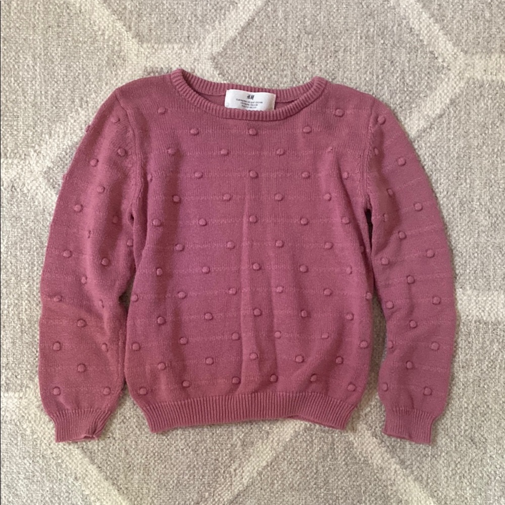 H&M Girls Pink Textured Bobble Knit Sweater